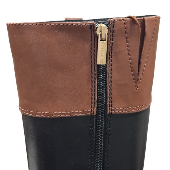 NWOT Bandolino Carlotta Riding Boots Leather Size 5M Black Cognac Zipper - Picture 7 of 12